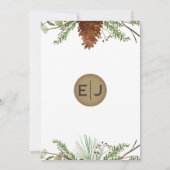 針葉樹素朴松コーン結婚式の日付を保存 案内状 (裏面)
