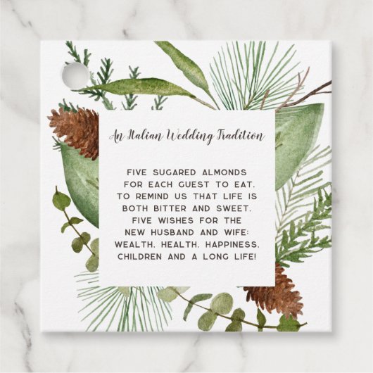 針葉樹素朴枝パインコーン結婚ズ フェイバータグ (正面)