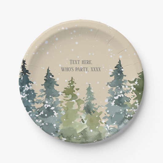 針葉樹、松の木、常緑樹 ペーパープレート (正面)