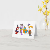 針金にハロウィーンの鳥 カード (黄色い花)