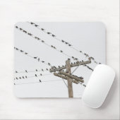 針金に止まった鳥 マウスパッド (マウス)