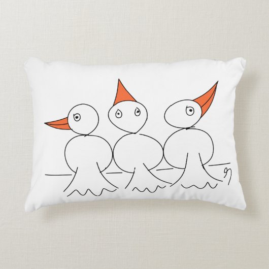 針金の上に3羽の鳥 アクセントクッション (正面)