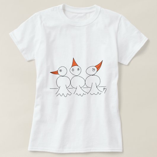 針金の上に3羽の鳥 Tシャツ (デザイン正面)