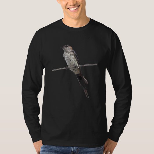 針金の上の鳥 赤い尻尾のツバメ ベクター Tシャツ (正面)