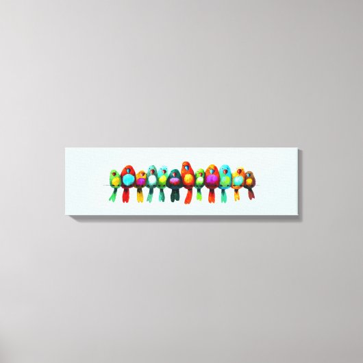 針金カラフルに乗った鳥 キャンバスプリント (正面)