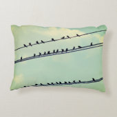 針金上の鳥、ヴィンテージ青空。 アクセントクッション (裏面)