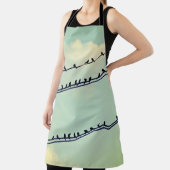 針金上の鳥、ヴィンテージ青空。 エプロン (インサイチュ)