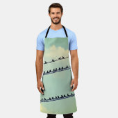 針金上の鳥、ヴィンテージ青空。 エプロン (着用した状態)
