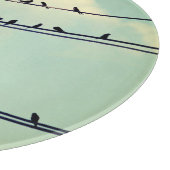 針金上の鳥、ヴィンテージ青空。 カッティングボード (角)