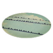 針金上の鳥、ヴィンテージ青空。 カッティングボード (角)
