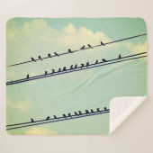 針金上の鳥、ヴィンテージ青空。 シェルパブランケット (正面(横))