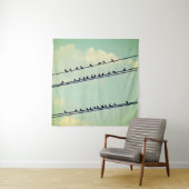 針金上の鳥、ヴィンテージ青空。 タペストリー (インサイチュ)