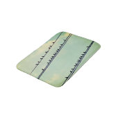 針金上の鳥、ヴィンテージ青空。 バスマット (アングル)