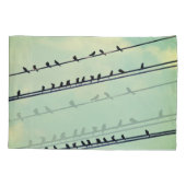 針金上の鳥、ヴィンテージ青空。 枕カバー (裏面)