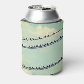 針金上の鳥、ヴィンテージ青空。 缶クーラー (缶裏面)