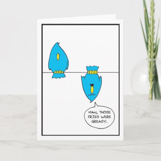 針金上の鳥 – 半焼いた漫画 サンキューカード (正面)