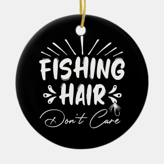 釣おもしろいり人、魚釣り毛は気に セラミックオーナメント (正面)