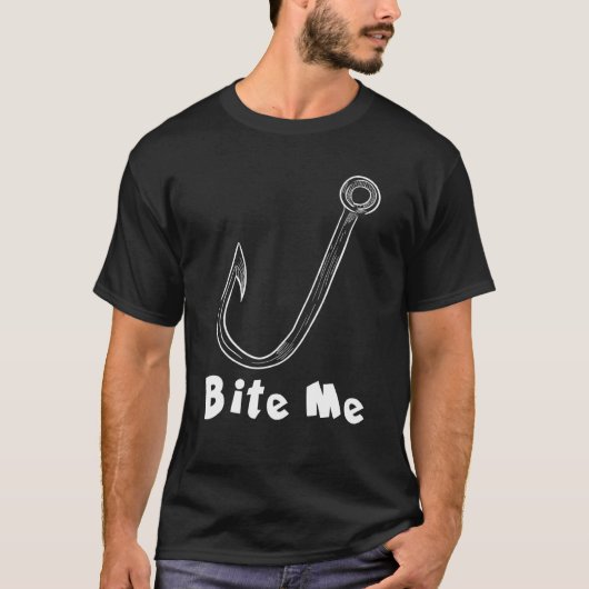 釣られてみろ フィッシング フック デザイン 魚 Tシャツ (正面)