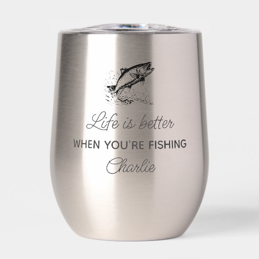 釣りおもしろい人ギフト、魚釣り引用文パーソナライズされた (正面)