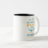 釣りおもしろい人退職した退職計画行魚釣り ツートーンマグカップ (正面右)