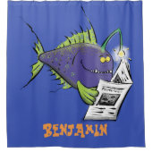 釣りおもしろい魚の漫画 シャワーカーテン (正面)