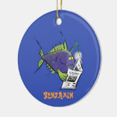 釣りおもしろい魚の漫画 セラミックオーナメント (左)