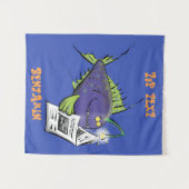 釣りおもしろい魚の漫画 タペストリー (正面(横))