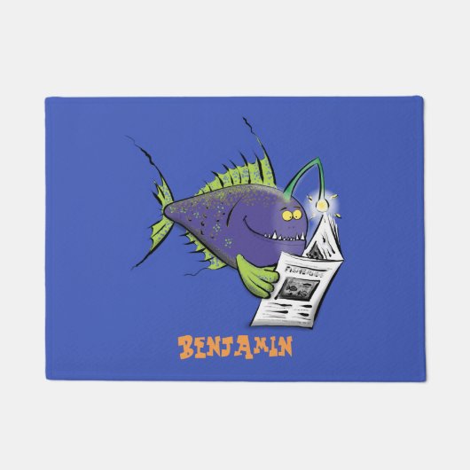 釣りおもしろい魚の漫画 ドアマット (正面)