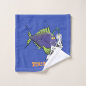 釣りおもしろい魚の漫画 バスタオルセット (ウォッシュタオル)