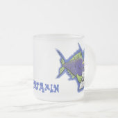 釣りおもしろい魚の漫画 フロストグラスマグカップ (正面右)