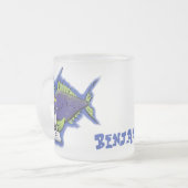 釣りおもしろい魚の漫画 フロストグラスマグカップ (正面左)