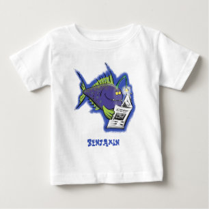 釣りおもしろい魚の漫画 ベビーTシャツ
