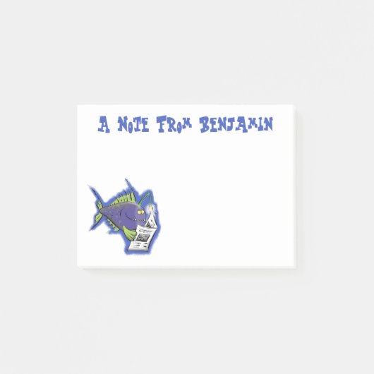 釣りおもしろい魚の漫画 ポストイット (正面)