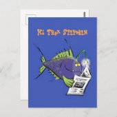 釣りおもしろい魚の漫画 ポストカード (正面/裏面)