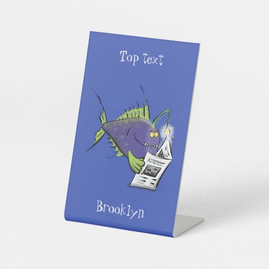 釣りおもしろい魚の漫画 台座サイン (正面)