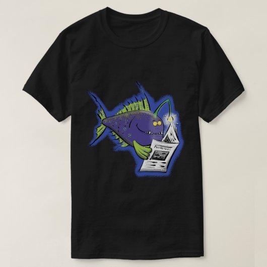 釣りおもしろい魚の漫画 Tシャツ (デザイン正面)