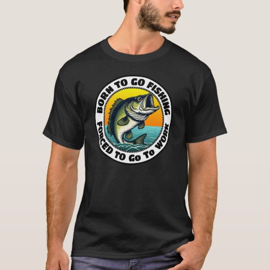 釣りが好きで仕事に行く Tシャツ (正面)