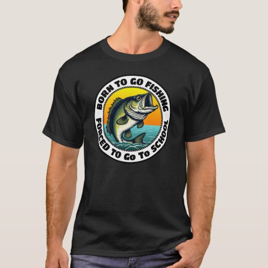釣りが好きで仕方ないのに学校に行かされる Tシャツ (正面)