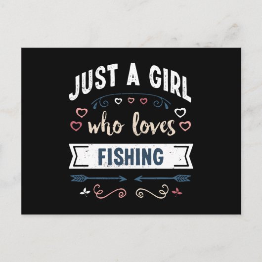 釣りが好きな女の子の面白いギフト ポストカード (正面)