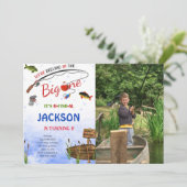 釣りが楽しめる 誕生日パーティー 写真 招待状 編集可能 (スタンド正面)