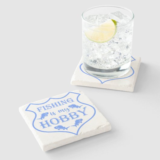 釣りが私の趣味の盾の引用 ストーンコースター (横)