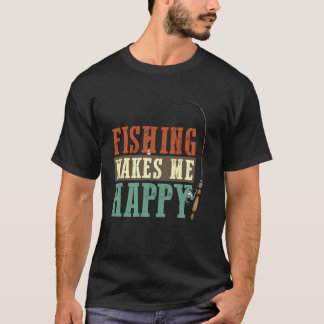 釣りで幸せな釣り人フライフィッシング デザイン Tシャツ