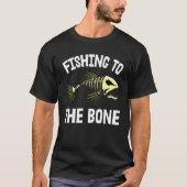 釣りで骨に スケルトンフィッシュ ボーンティー 鋭い歯 Tシャツ (正面)