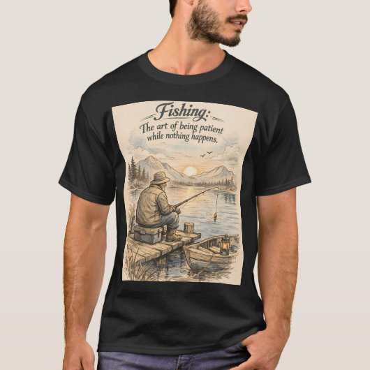 釣りとは待つ術 Tシャツ (正面)