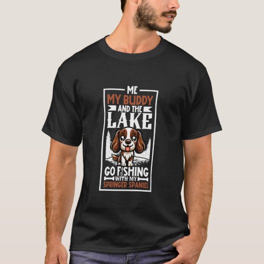 釣りとイングリッシュ・スプリンガー・スパニエル Tシャツ (正面)