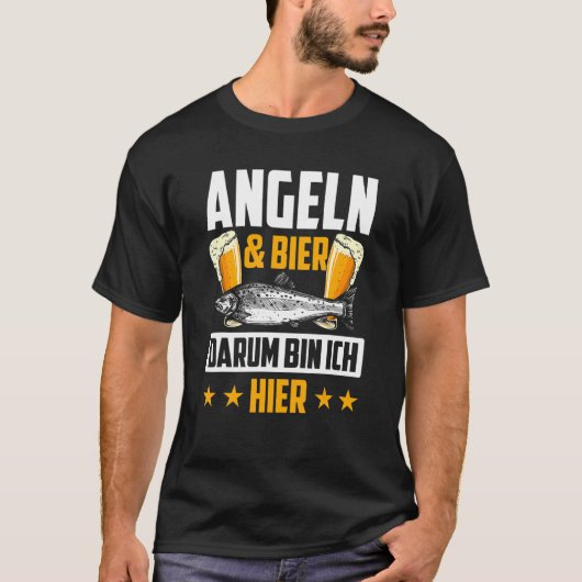 釣りとビール Darum Bin Ich Hier Fisching Tシャツ (正面)