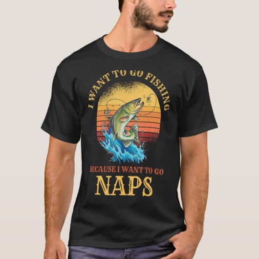 釣りと昼寝が大好き おかしな釣り Tシャツ (正面)
