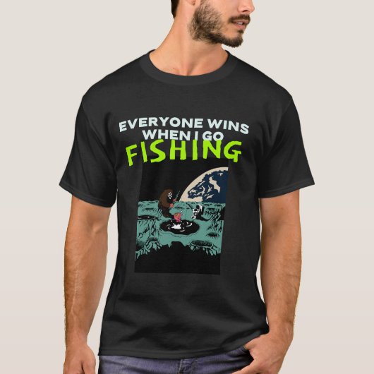 釣りに行くとみんな幸せ。イラッとする釣り Tシャツ (正面)