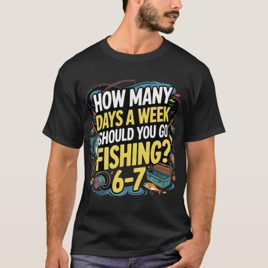 釣りに行くべき日数 - 釣り好きな男子のための面白画像 Tシャツ (正面)