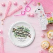 釣りに行く 引退パーティー 水彩画 ノーザンパイク ペーパープレート (パーティー)